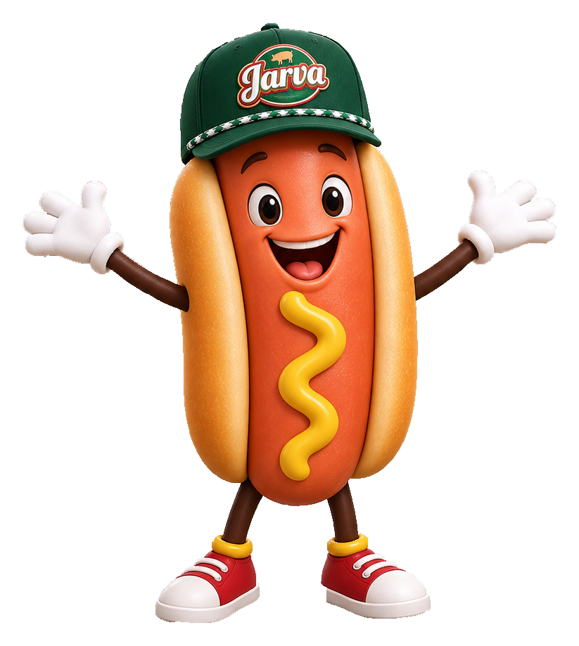 FRANKY, la nueva mascota de JARVA, con gorra verde, guantes blancos y tenis rojos