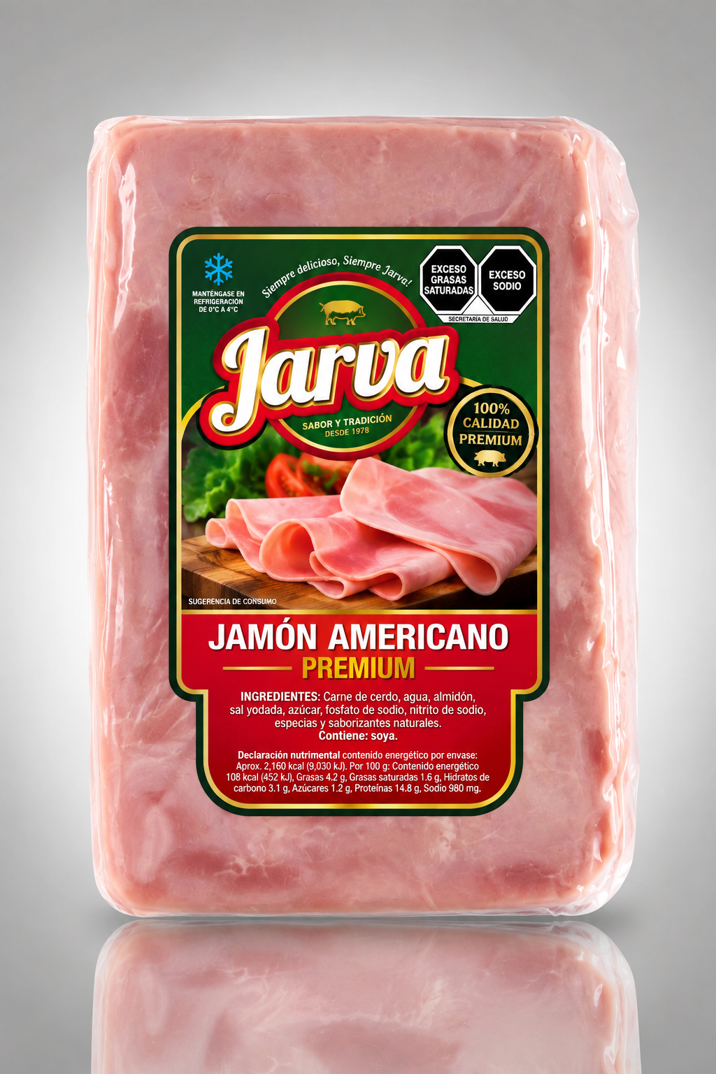 Jamón Americano Premium JARVA, Con empaque